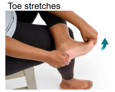 Morning toe stretch for plantar fasciitis first-step pain.